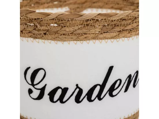 Panier en fibre naturelle et coton en blanc D20x17