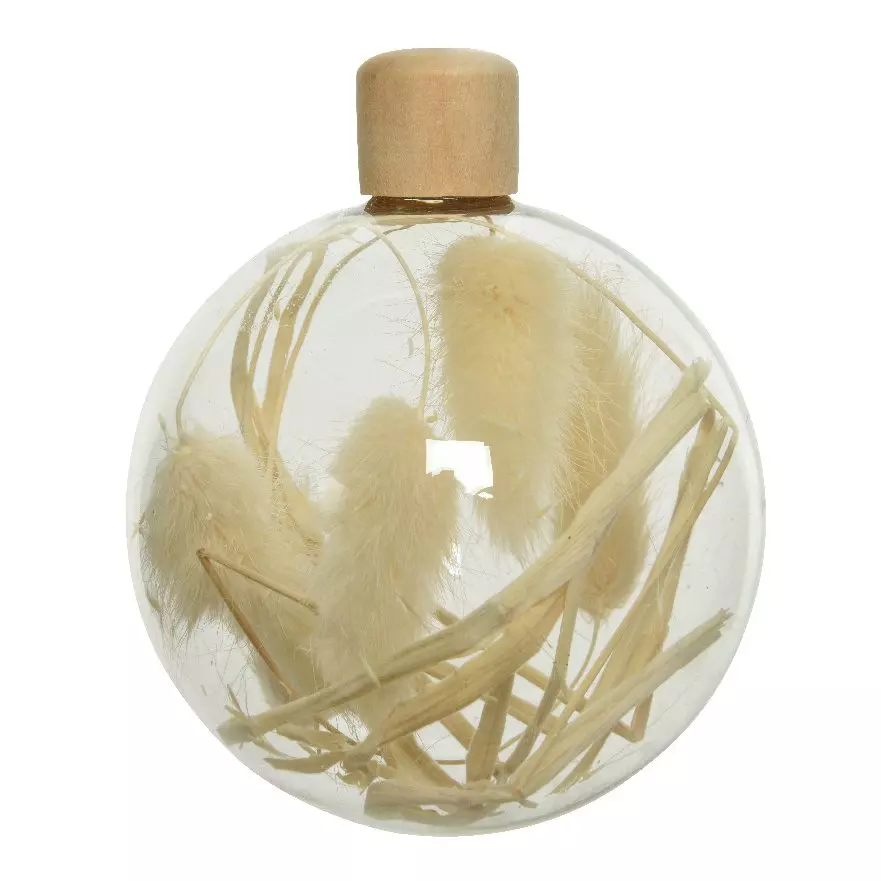 Lot de 3 boules de Noël en verre (D80 mm) Herbes séchées Transparent