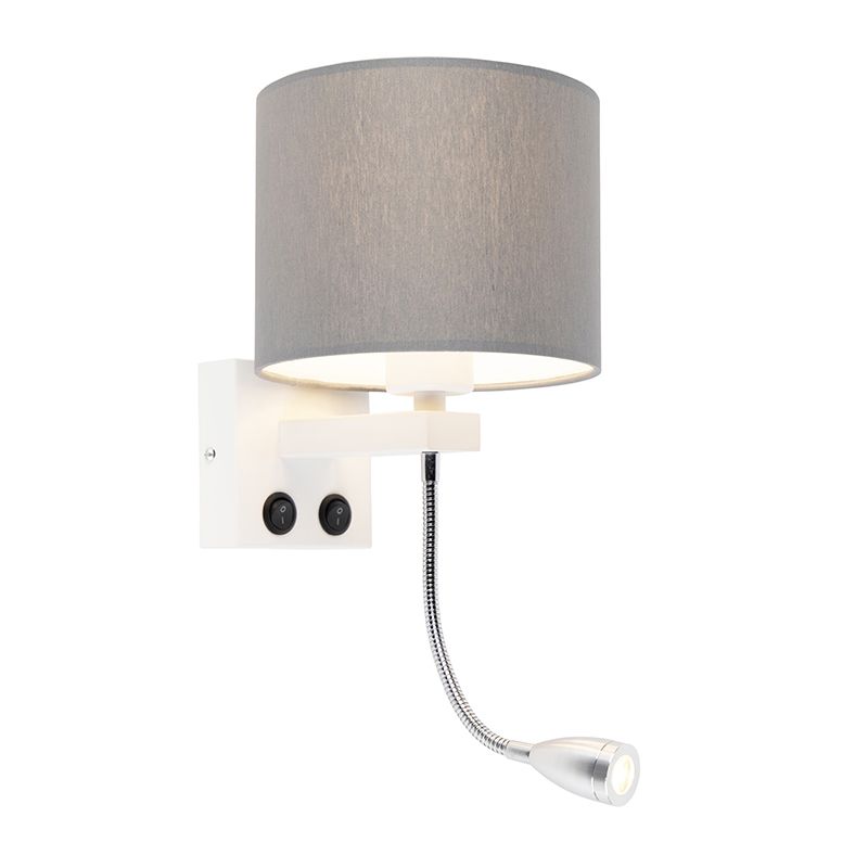 Moderne wandlamp wit met grijze kap - Brescia