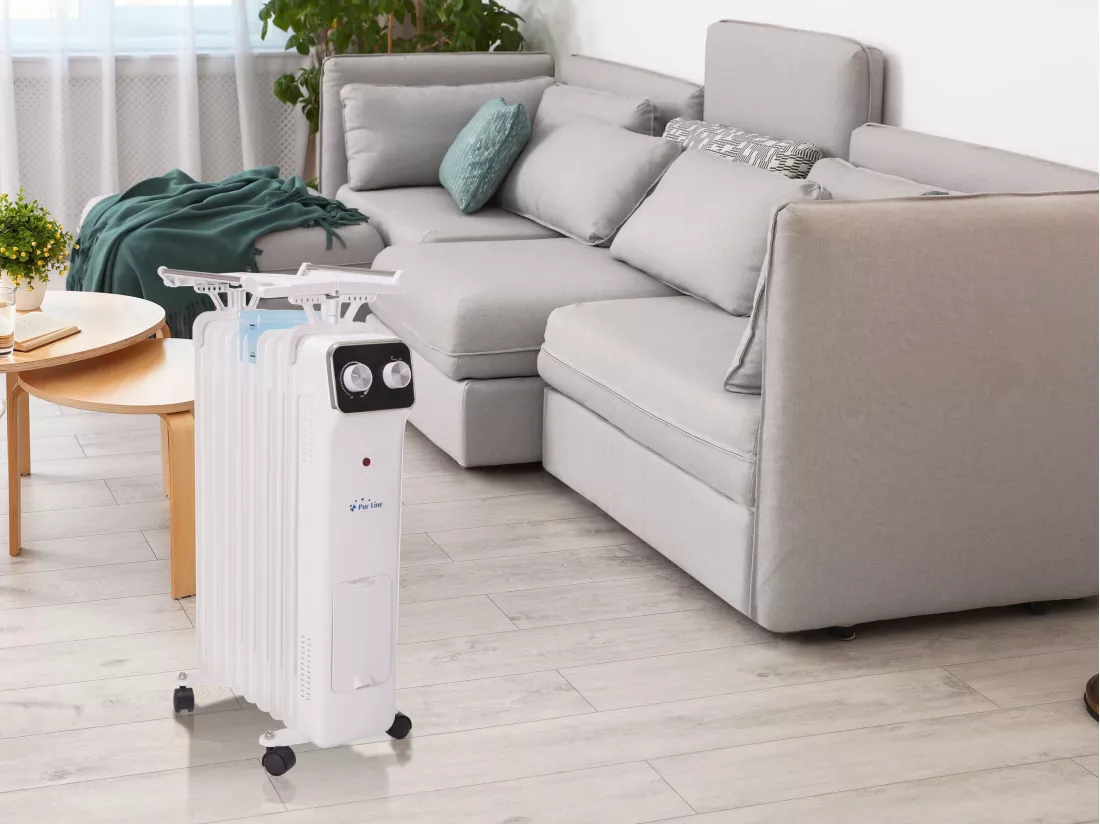 Radiateur d'huile blanc avec réservoir d'humidification
