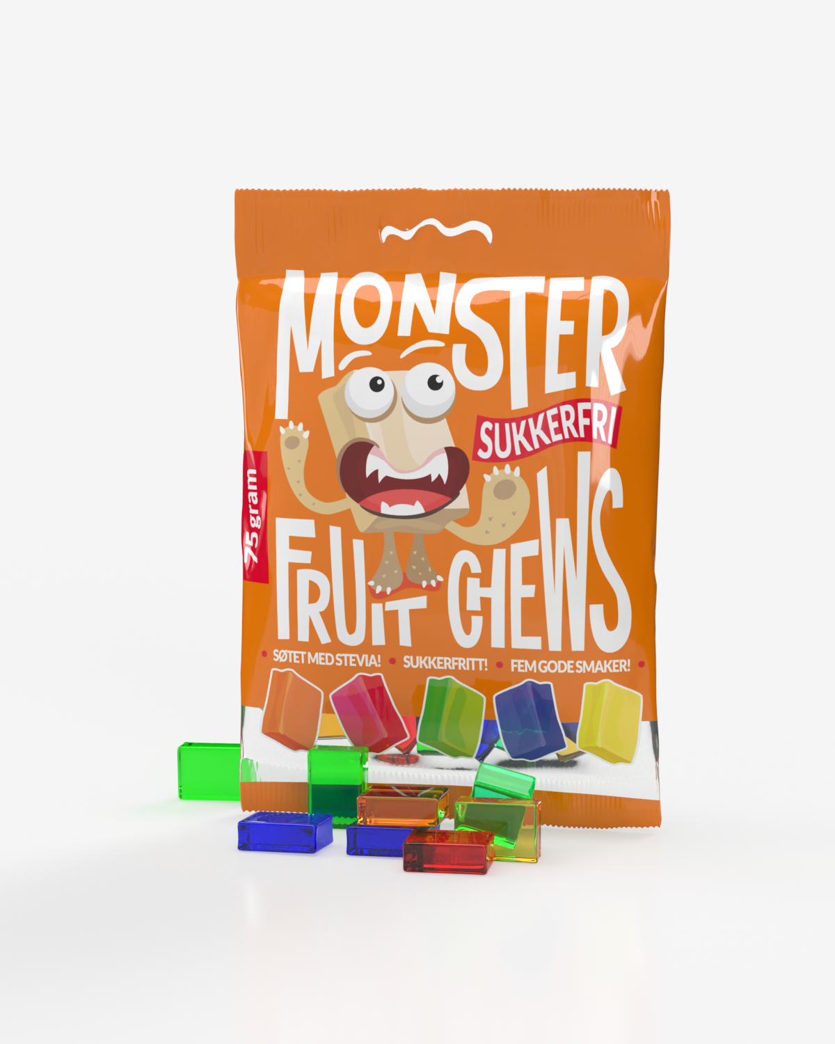 Monster Kollagen Sukkerfri Fruktkarameller 5x75g - FEMPAKNING!