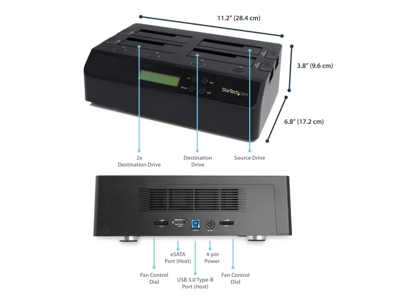 StarTech.com 4 Bay USB 3.0/ eSATA Hard Drive Duplicator Dockingstation til 2,5