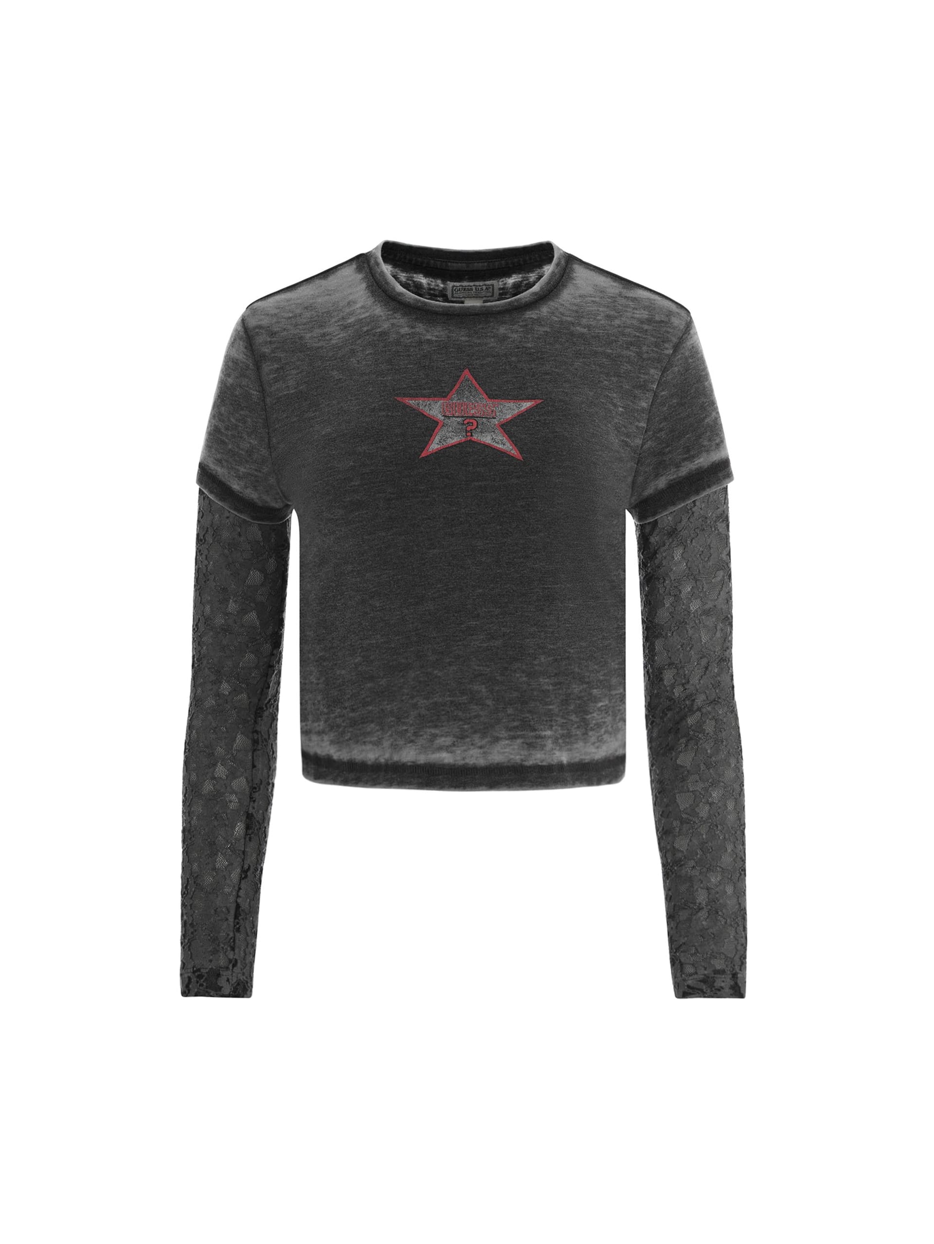 camiseta vintage de renda em camadas