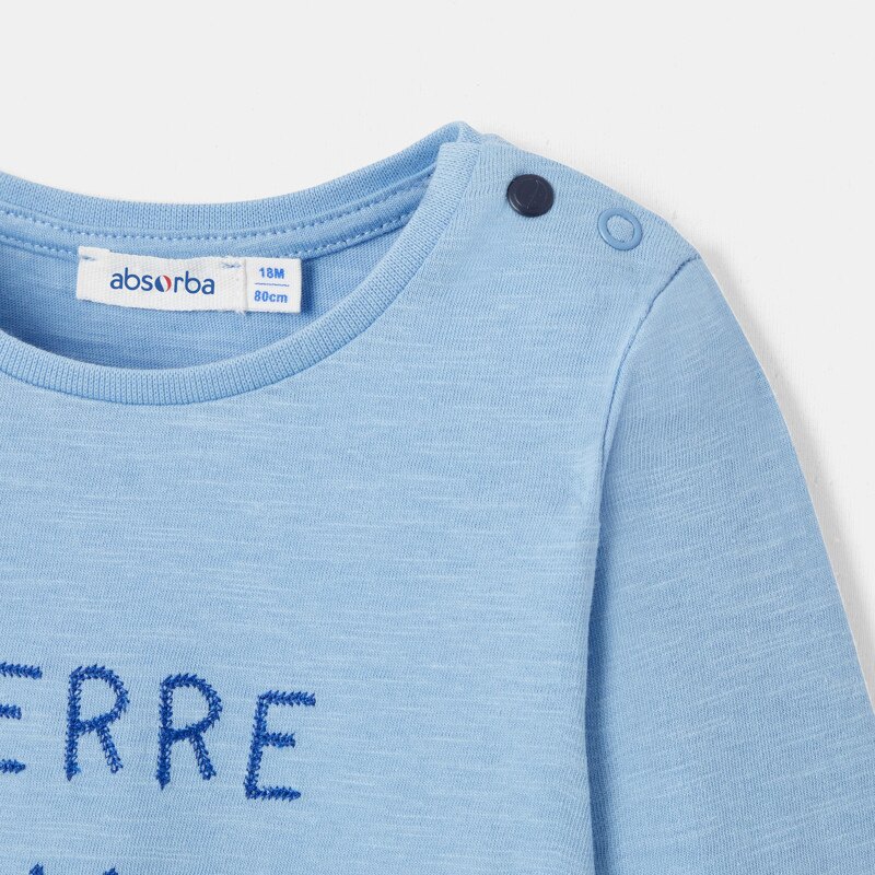 T-shirt à message brodé turquoise bébé garçon Absorba Turquoise