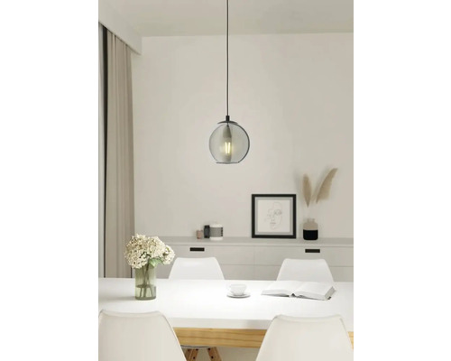 Hanglamp, 1-lichts, HxØ 110x20 cm, zwart/transparant