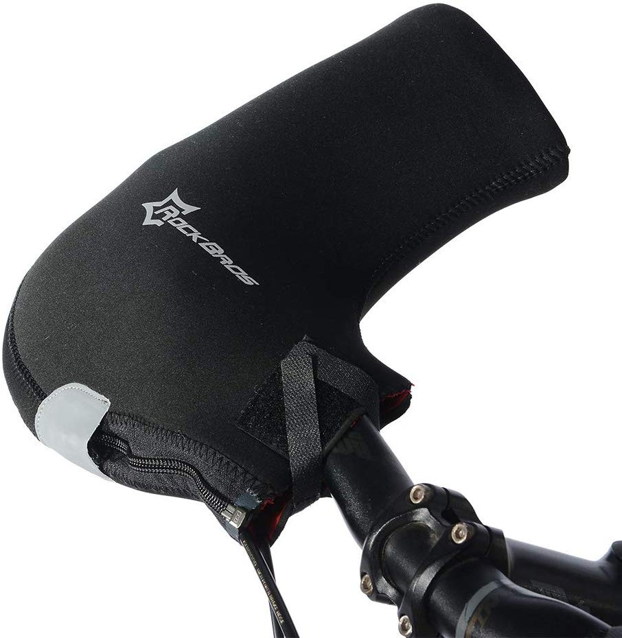 (1 Paar) Fahrrad Velo Lenkstangen Stulpen Neopren Handschuh Handwärmer Wasserabweisend - Schwarz