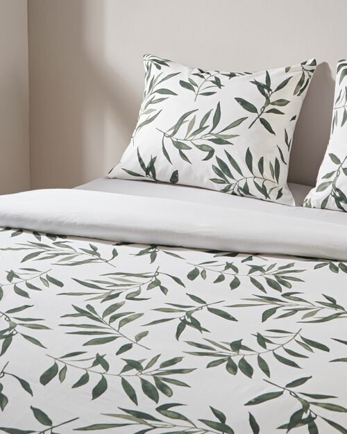 housse de couette en coton doux 140x200/220 branche d’olivier vert
