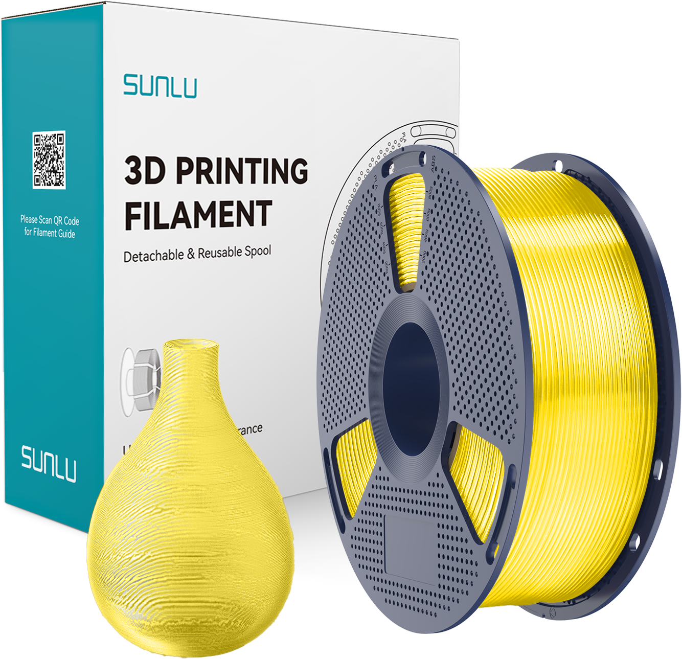 SUNLU  PETG Transparent Yellow, 1,75 mm / 1000 g    Zähes, leicht zu druckendes PETG Filament