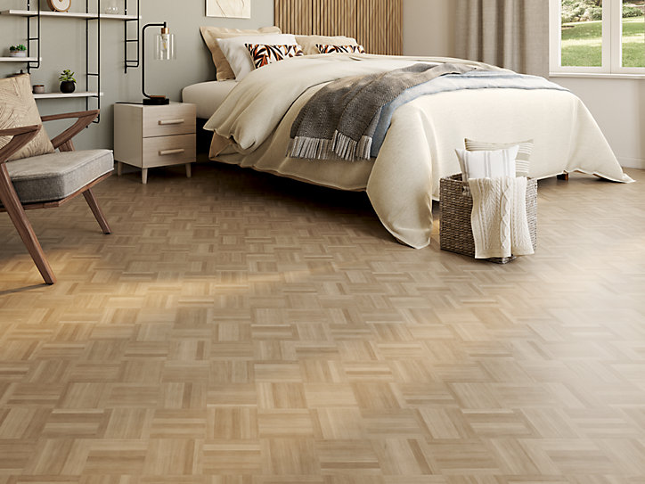 Parquet massif à coller Mosaïque bâtons rompus en chêne brut