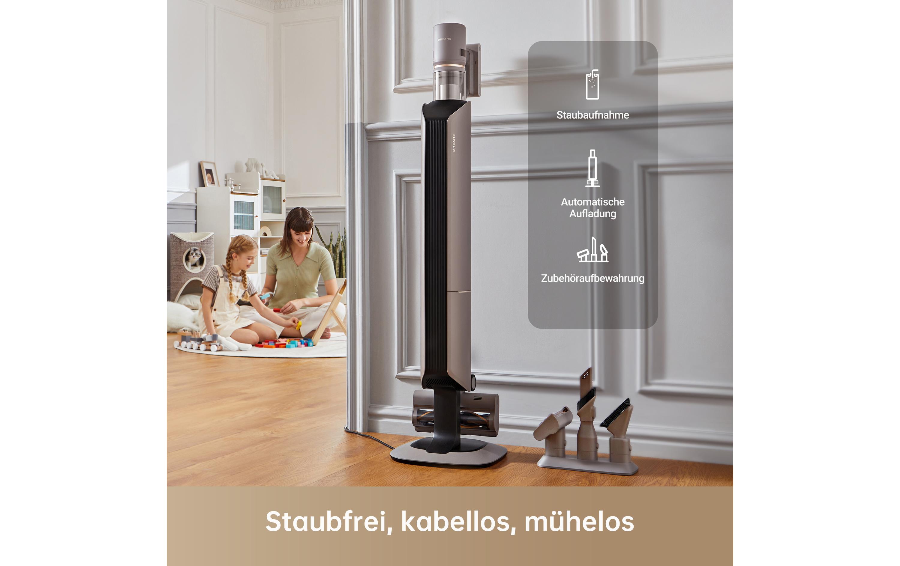 Akku-Hand- und Stielsauger Z10 Station Beige<br>Kabelloser Staubsauger mit Station und automatischer Entleerung