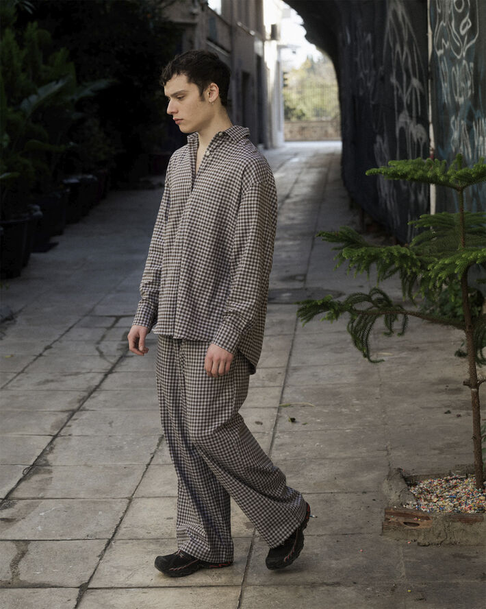BASERANGE LIMBER PANTS Brown grey flannel