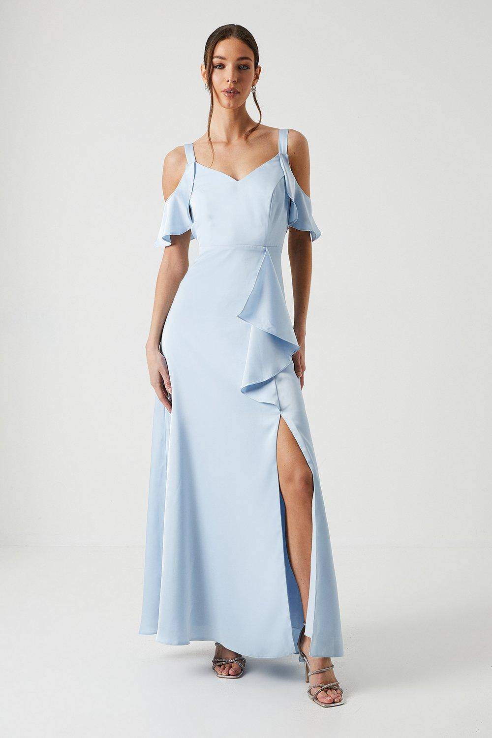 Coast Robe de Demoiselle d'Honneur Satinée à Épaules Dénudées