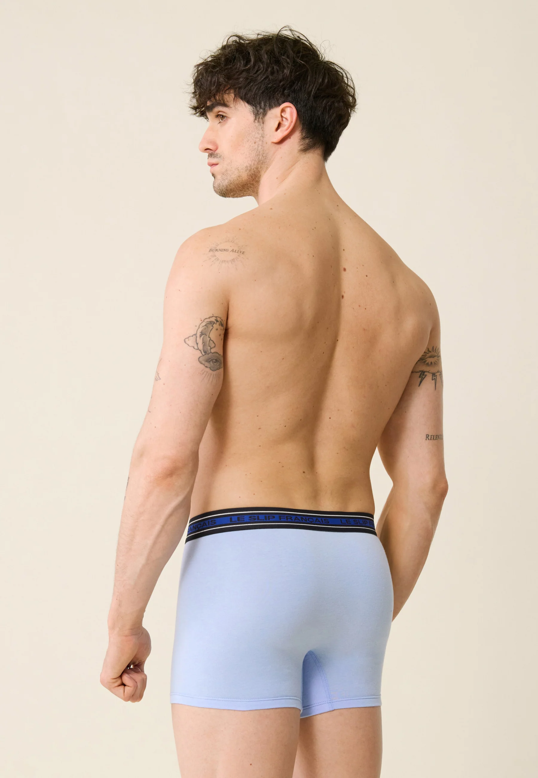 Boxer en coton-Marius Bleu Ciel Ceinture Indigo
