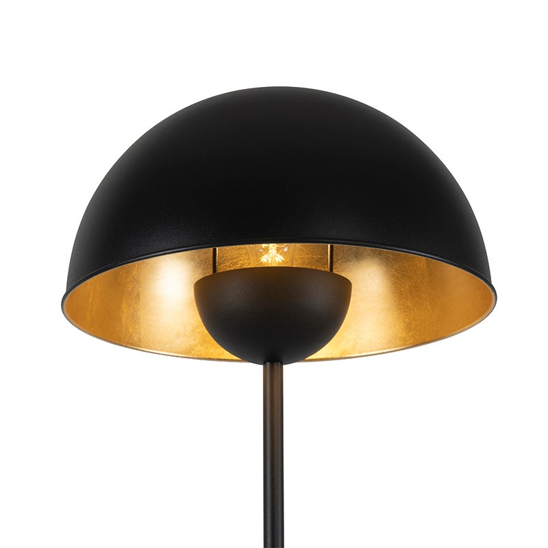 QAZQA - Industrieel I Vintage I Industrieel I Vintage I Staande lamp Zwart met goud I Messing 160 cm - Magnax I Woonkamer I Slaapkamer - Staal Langwerpig - LED Geschikt E27