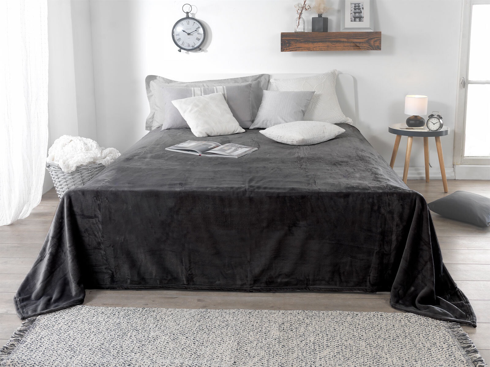 XXL-Flanell-Kuscheldecke Anthrazit, ca. 220x240 cm