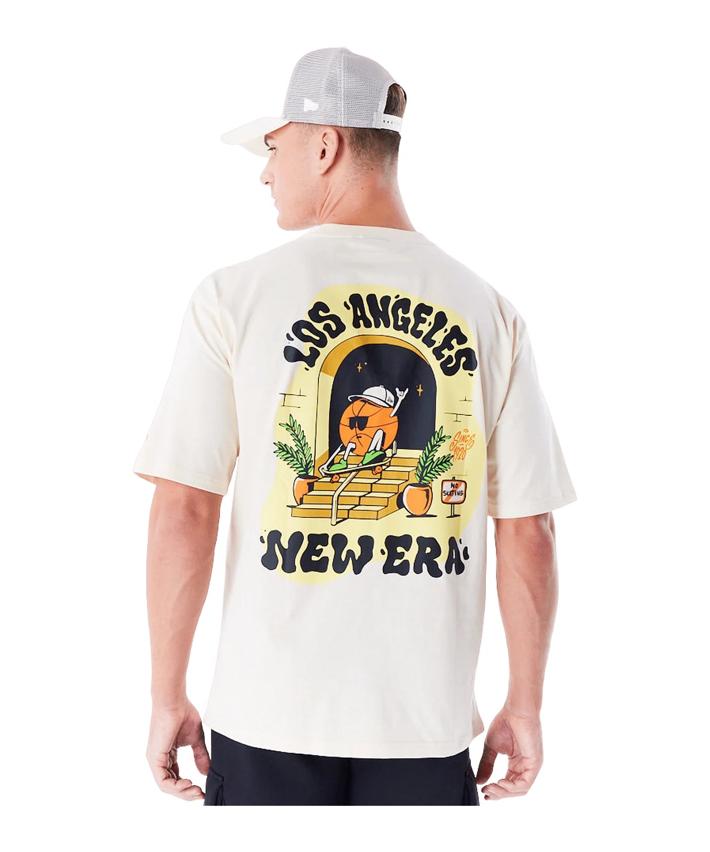 New Era Ne Los Angeles City Graphic Oversized T-Shirt Beige