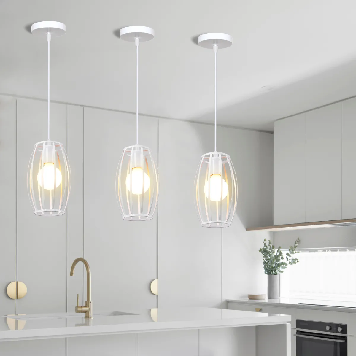 Stoex 2PCS Suspension Luminaire D'Intérieur Rétro Lustre Vintage Plafonnier en Métal Pour Chambre À Coucher, Salon, Salle À Manger, Cuisine Blanc