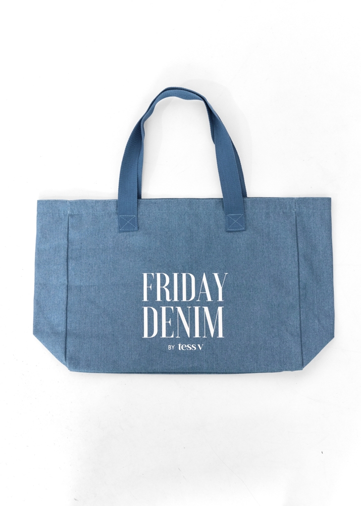 Friday denim tote bag blauw
