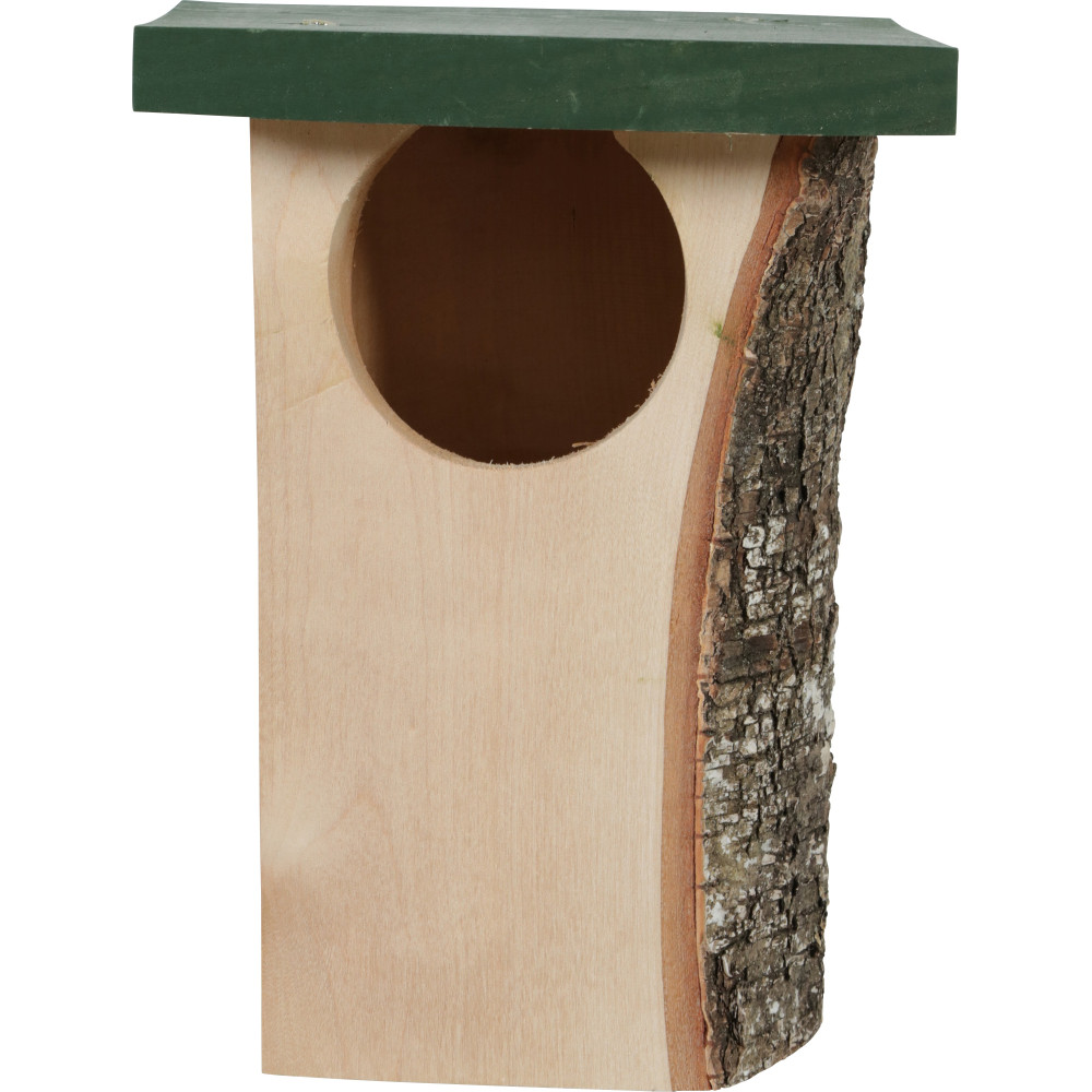 Nichoir en bois massif entrée ø 8 cm environ pour oiseaux rouge gorge