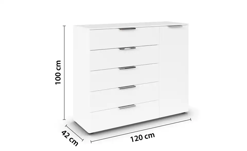 Sideboard Weiß Weiß Front: Dekor, Oberboden: Dekor verchromt