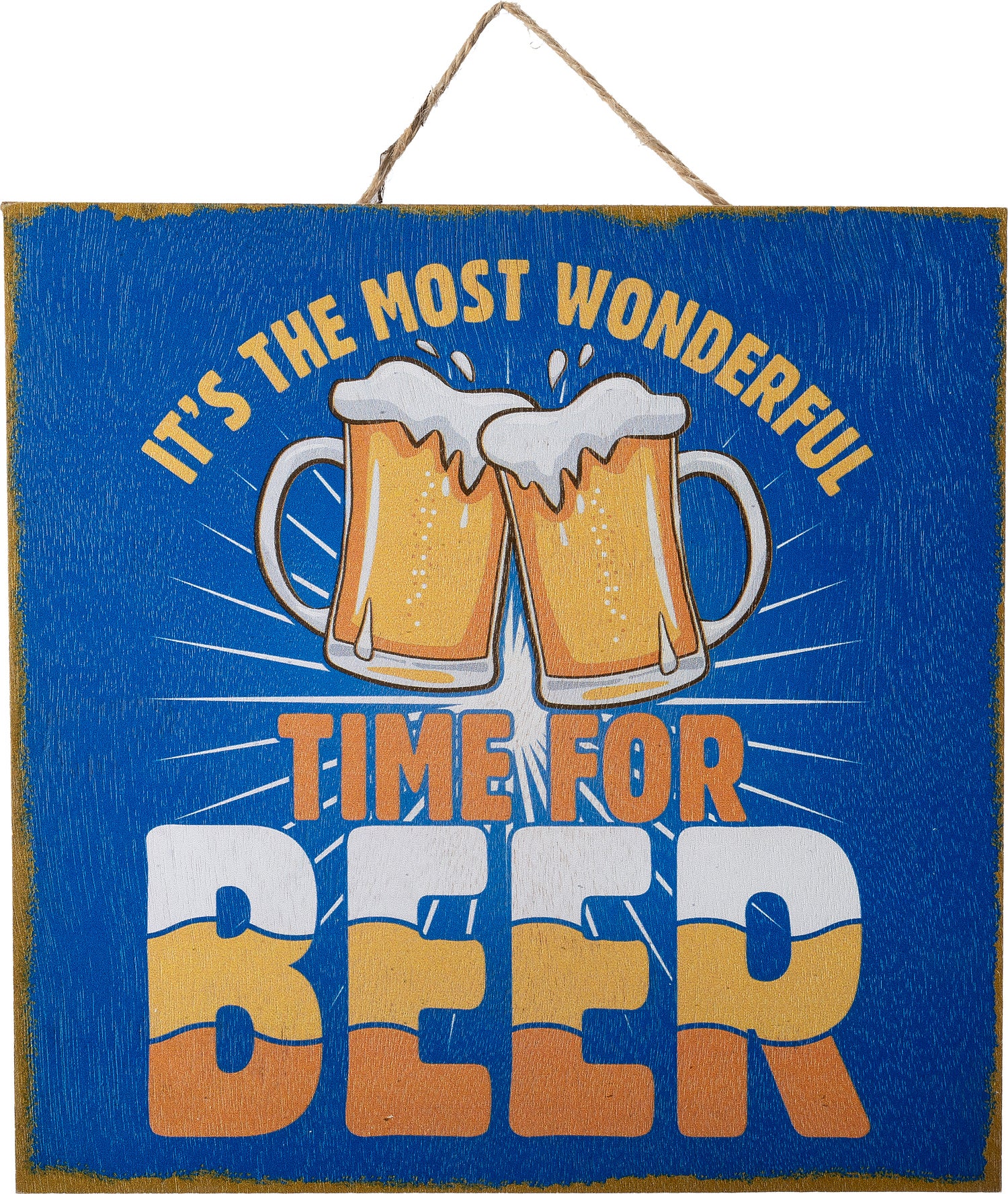 Intratuin tuin wandbord Bier blauw / geel 24 x 24 cm