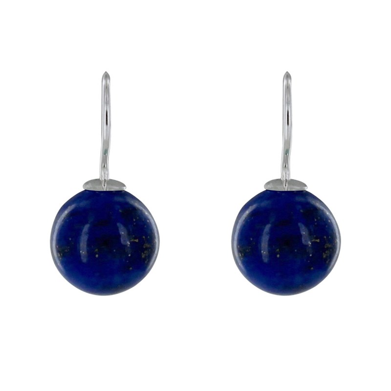 Boucles d'Oreilles Argent Billes de Lapis Lazuli