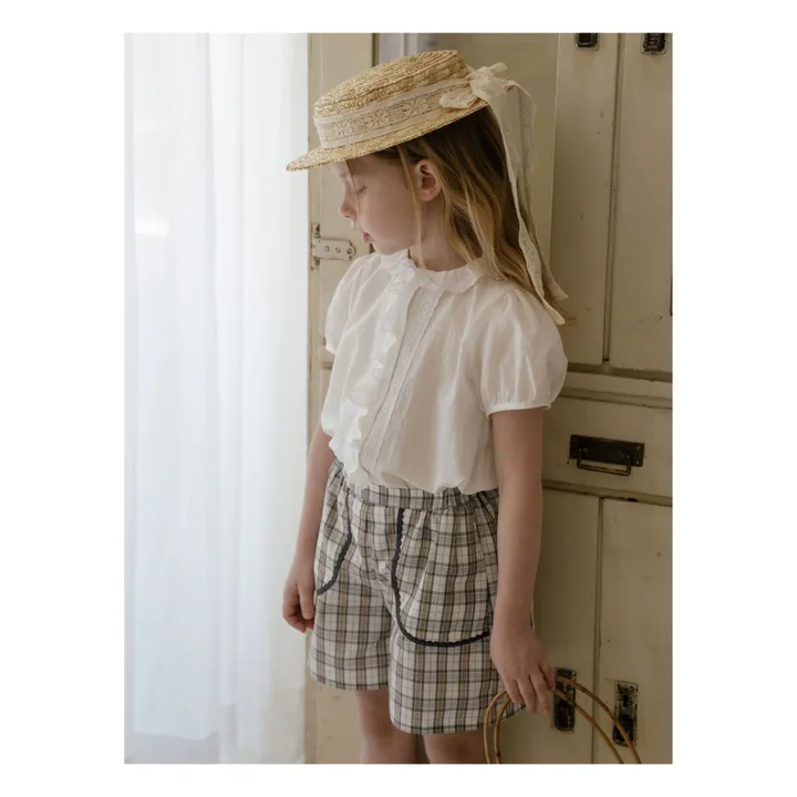 Louisiella Blouse Anise Volants Dentelle  | Blanc