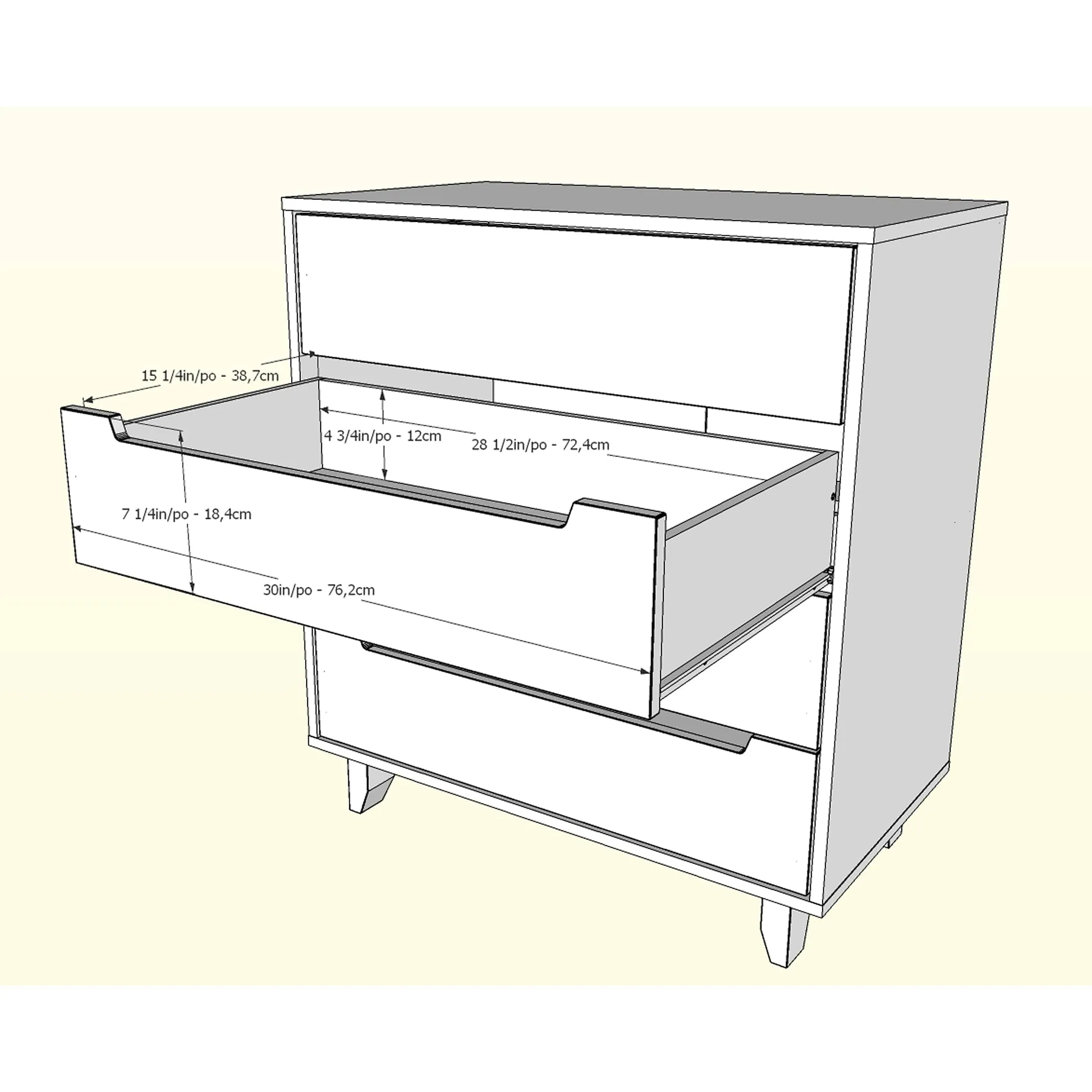 Nexera Bureau 4 Tiroirs Nomad - Blanc et Érable Naturel
