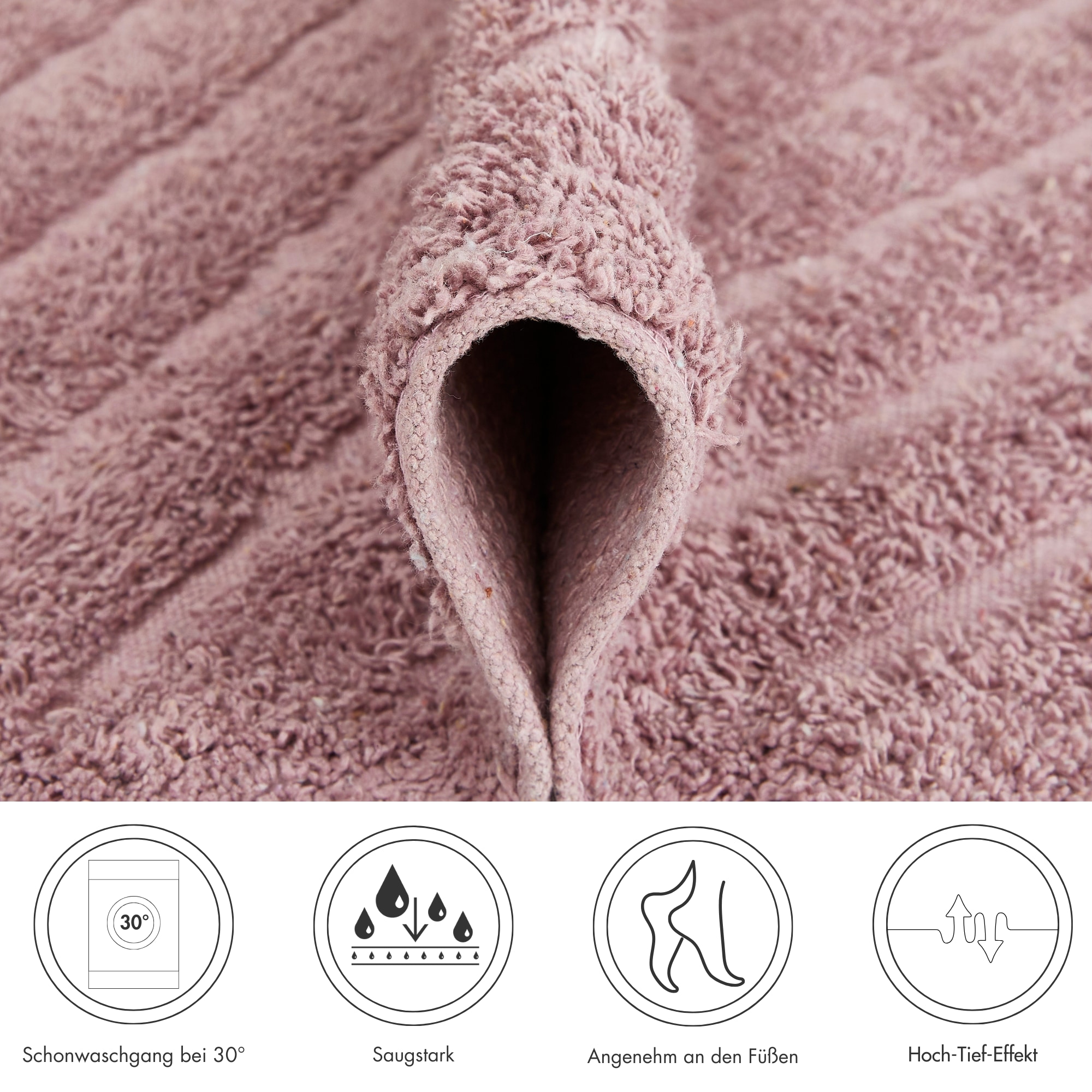 Andiamo Badematte »Havanna, 50x80 cm« Höhe 7,5 mm fussbodenheizungsgeeignet | schnell trocknend Badteppich, Uni Farben, Hoch-Tief Effekt, verschiedene Designs