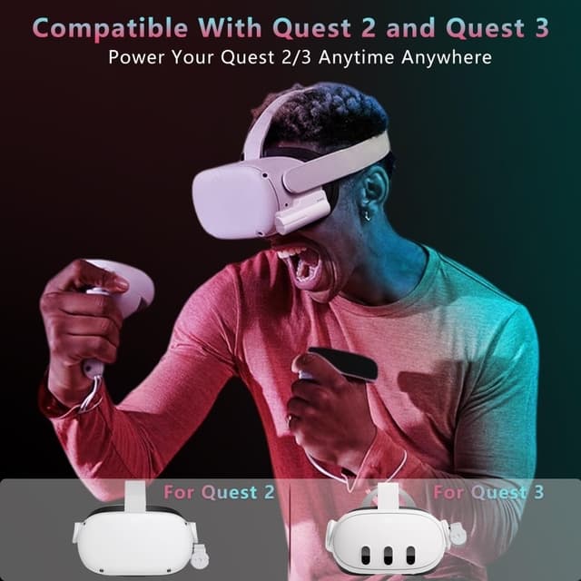 Til Meta Quest 3 Quest 2 5000mAh 18W hurtig batteri Powerbank med LED-indikator