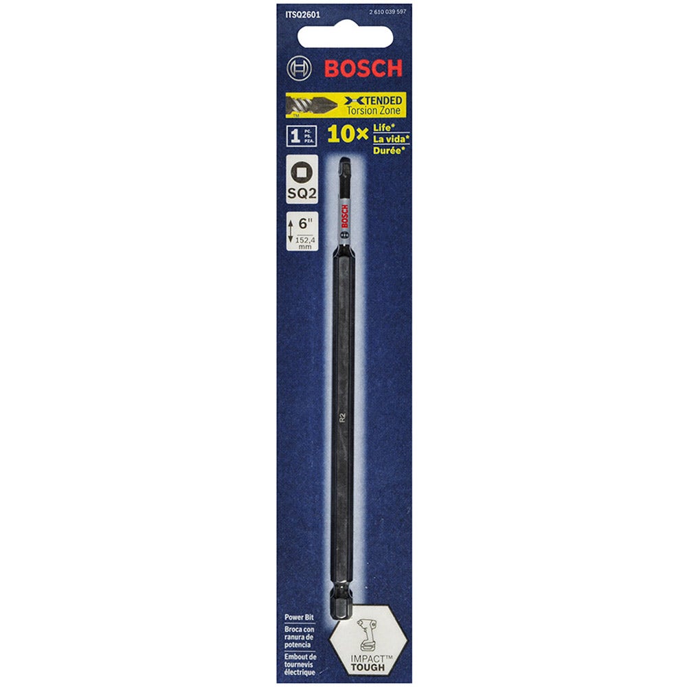 BOSCH R2 x 150mm Robertson/Square Power Screwdriver Bit - IMPACT TOUGH