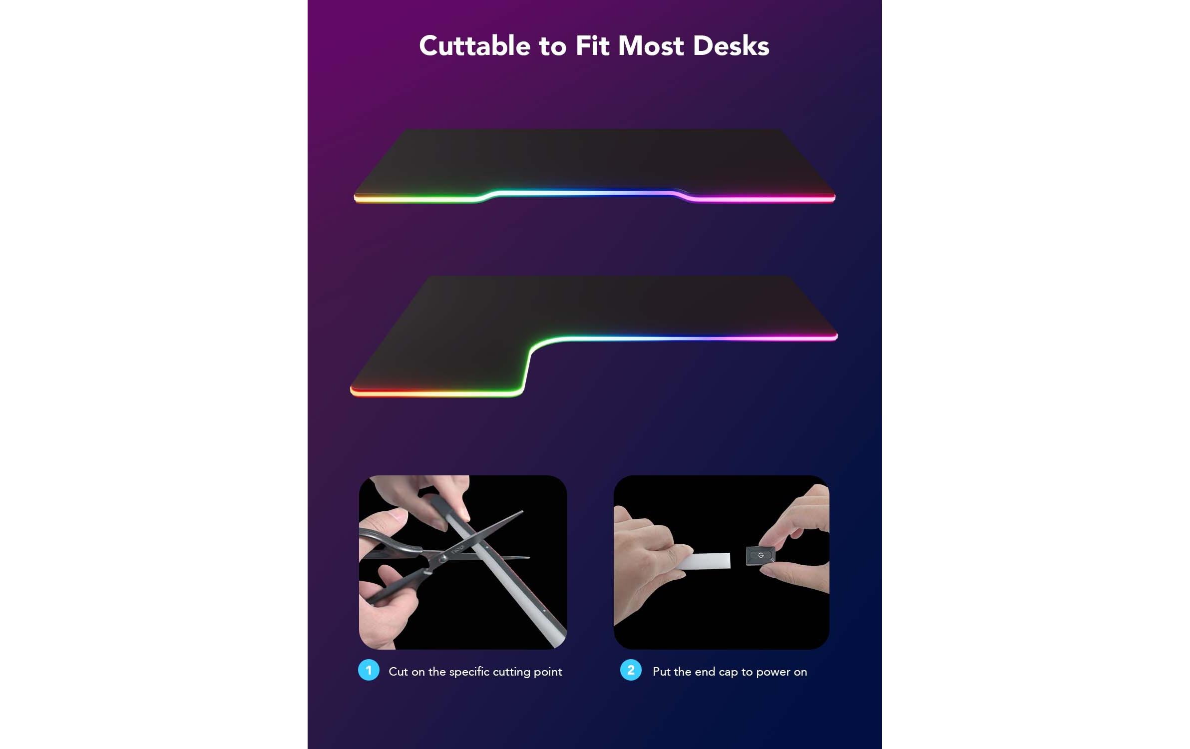 LED Stripe Neon Gaming Table Light, 3 m, RGBIC, Wi-Fi + BTLED Neon Rope Lights for Desks