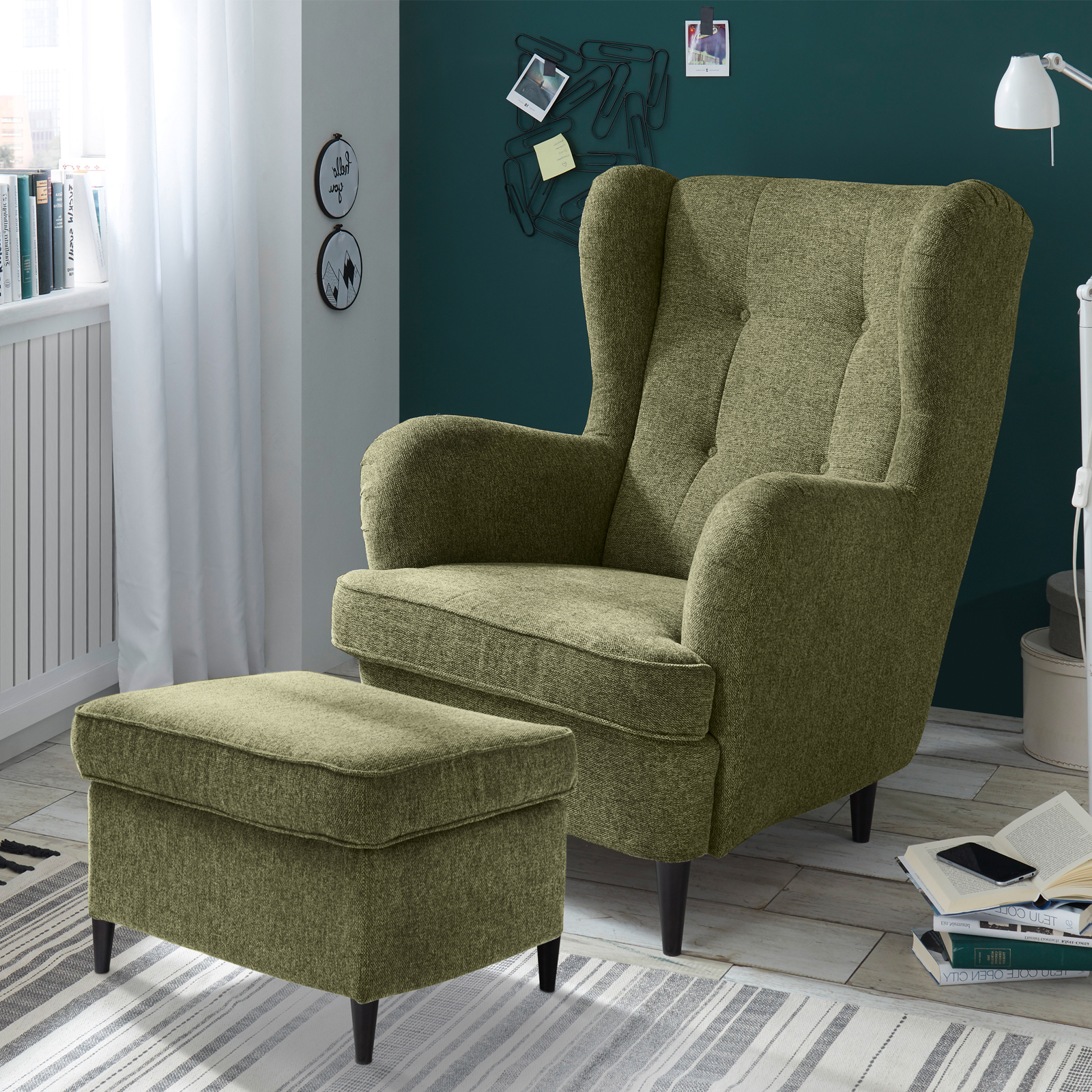 Ohrensessel - olive - 78 cm breit