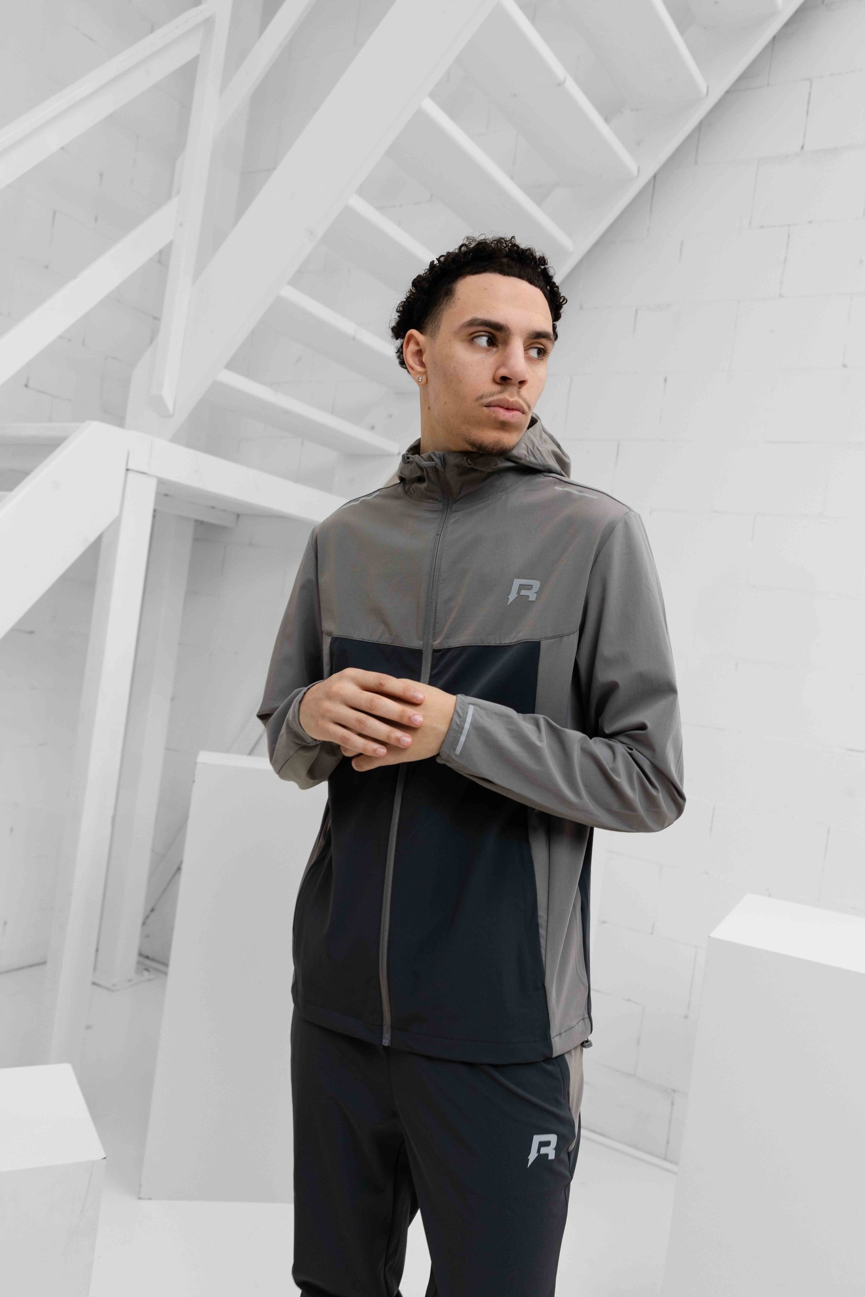 Reprimo Flight Windbreaker Trainingspak Heren Lichtgrijs/Donkergrijs