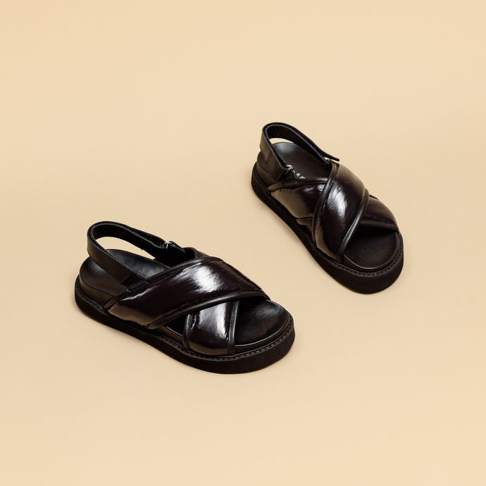 Sandales à brides croisées  en nylon noir