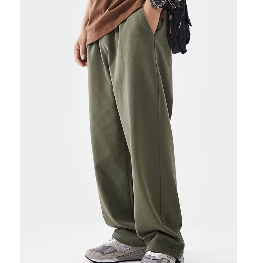 Urtishia - Mid Rise Plain Wide Leg Broek