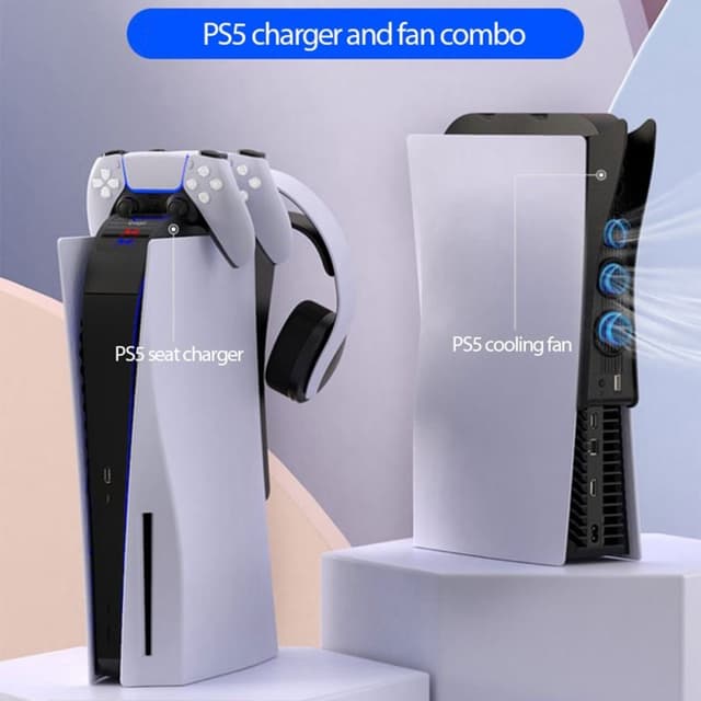 IPEGA til PS5 Dual Controller Ladestander Køleventilator Headset Opbevaringsstand