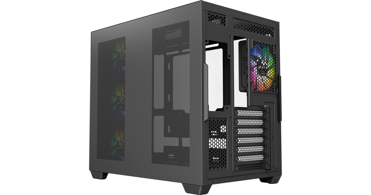 XYZ PC GearTesseract X midi tower behuizing  (Zwart | 2x USB-A | 1x USB-C | Tempered Glass)