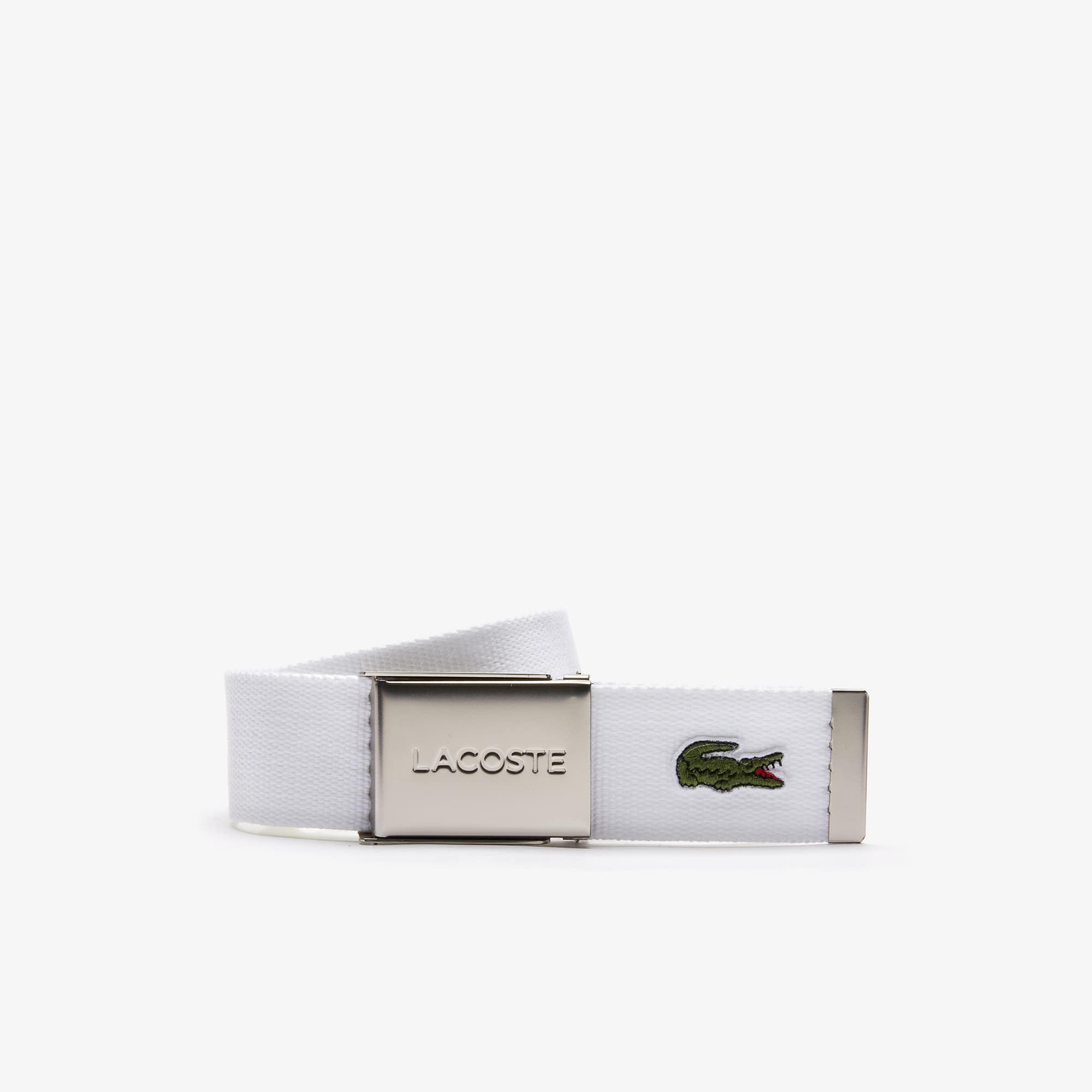 Ceinture sangle boucle gravée Lacoste Édition Made in France Ceintures - Blanc - Lacoste - Homme