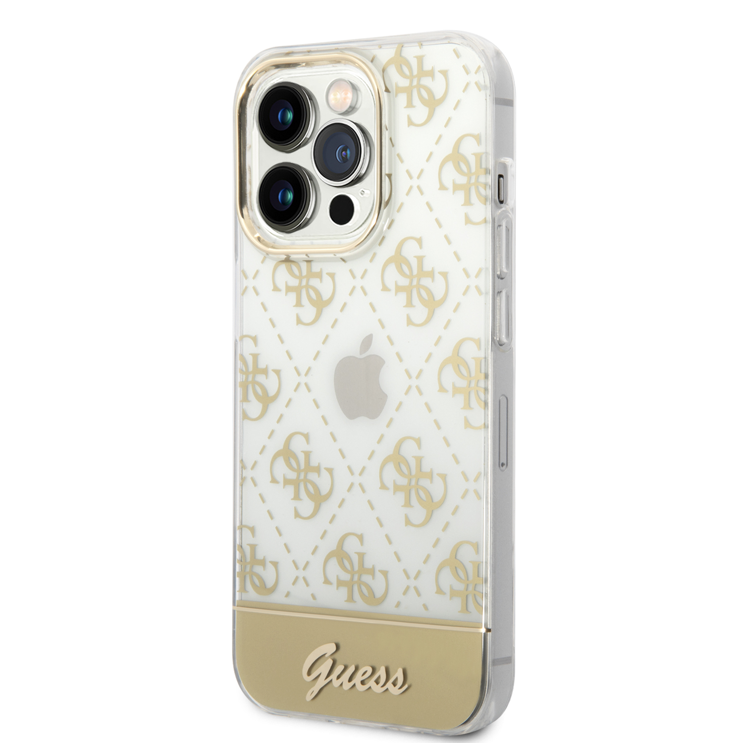 iPhone 14 Pro Max Hardcase Hülle 4G Pattern Script (GUHCP14XHG4MHG) - Gold / Transparent