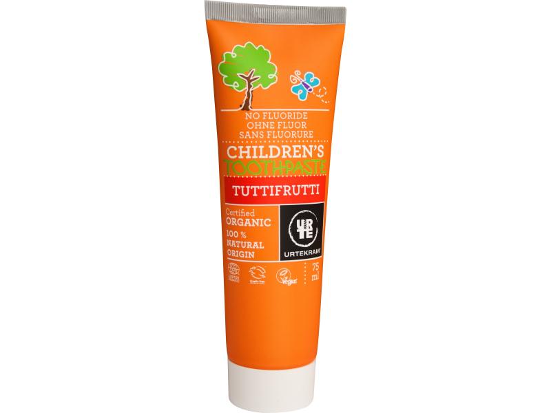 Urtekram Zahncreme 75 ml Natürliche Zahnpasta für Kinder mit Tuttifrutti-Geschmack