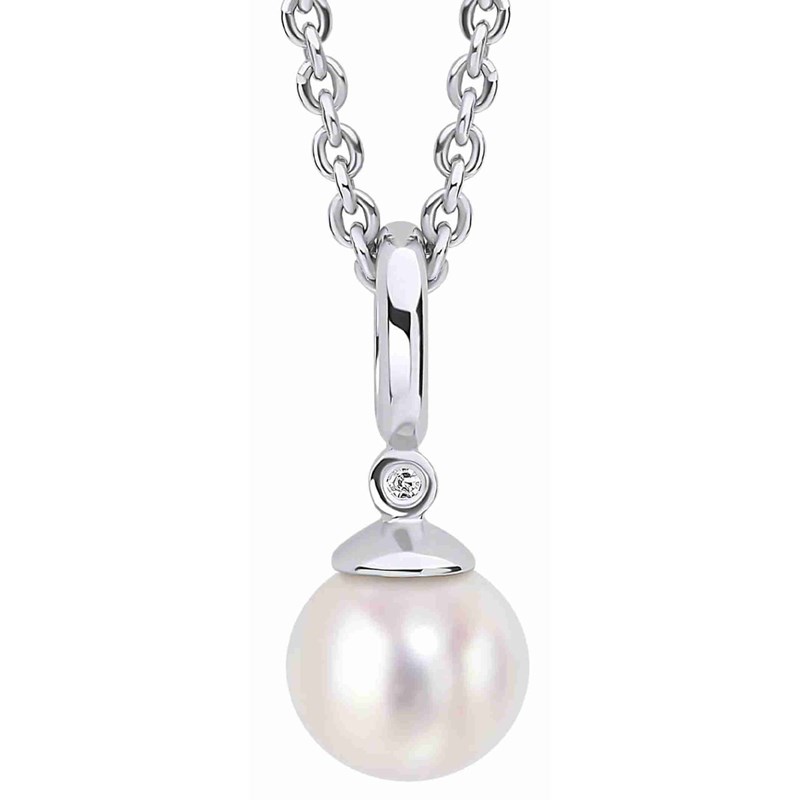 Collier perle et diamant pour petite fille en argent 925