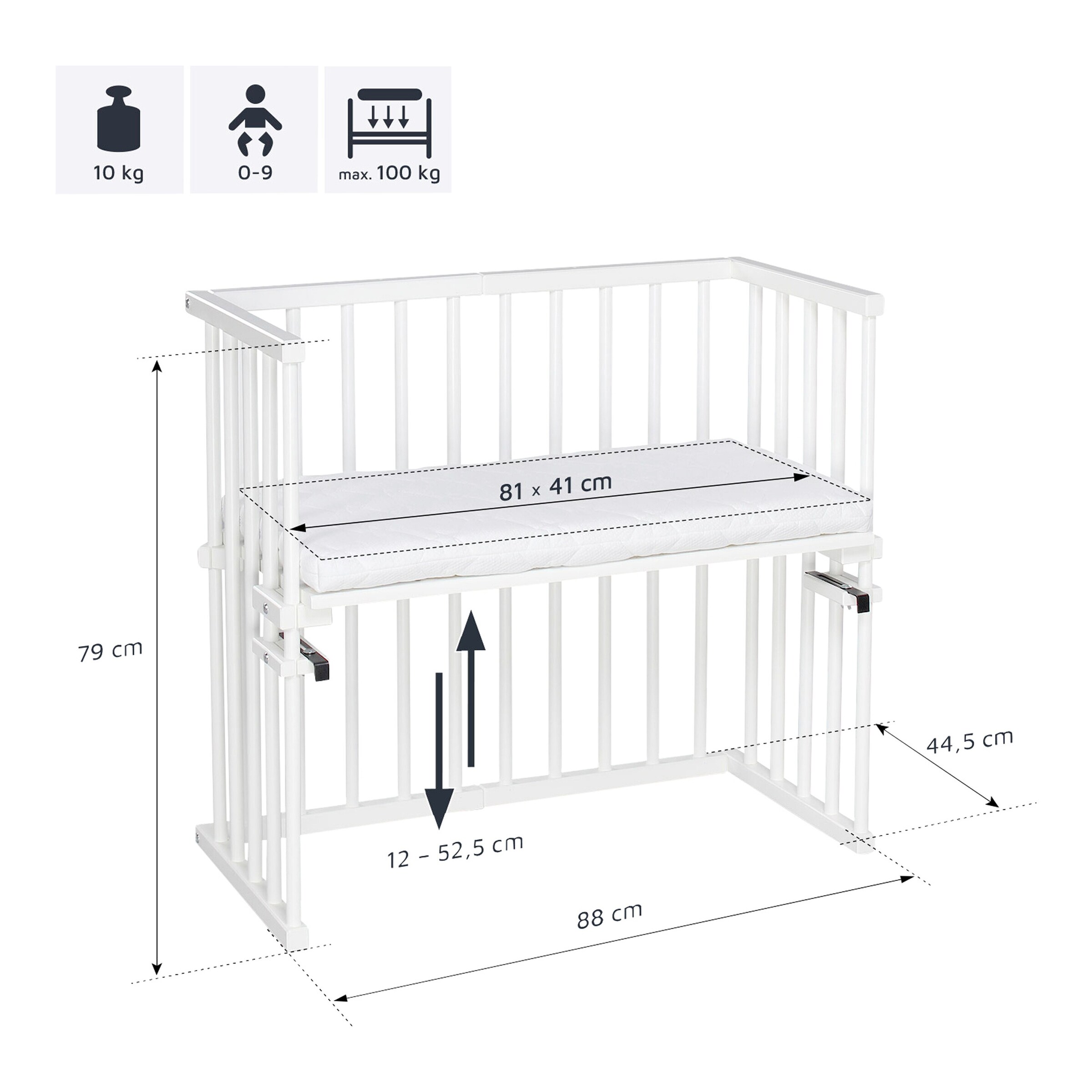 babybay® Beistellbett Midi mit Matratze Classic Soft