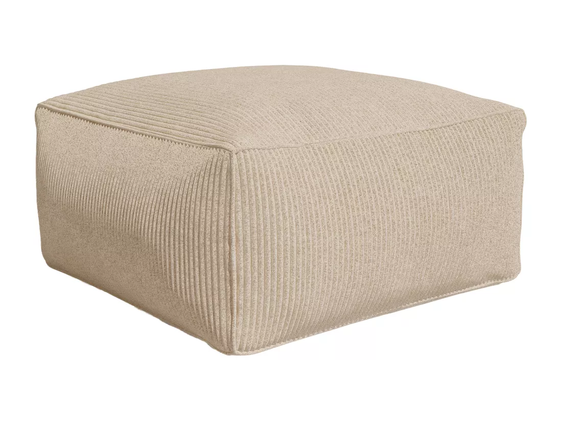 Canapé modulable avec fauteuil et pouf en velours côtelé beige NOUMARA