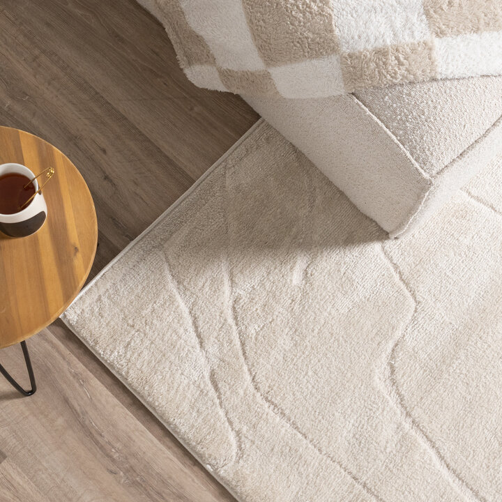 Japandi vloerkleed - Yori Abstract Lines Creme