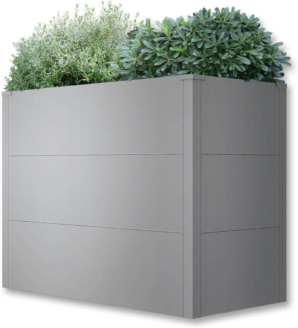 Metzler Hochbeet für den Garten oder Balkon – Stahl in Grau | Witterungsbeständiges Metall-Gartenbeet, Pflanzenbeet, Blumenhochbeet | 100 x 50 x 77 cm