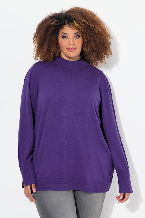Pullover, Stehkragen, Langarm, Rippbündchen