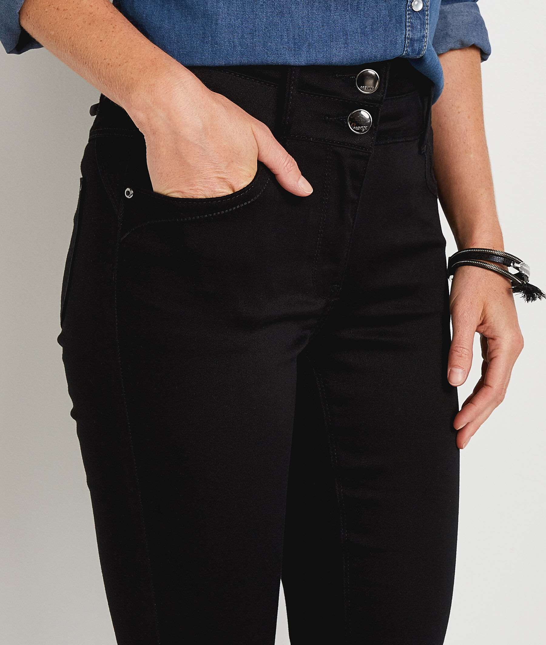 Jean raccourci taille haute HANOI femme - BLACK