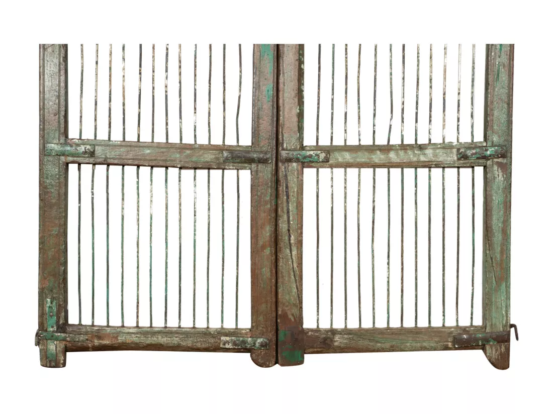BISCOTTINI Portail - Bois Massif et Fer Finition Antique - Clôture en Fer - Portail en Métal - Porte Décorative - Portail d'Entrée - Clôture en Bois - Intérieur et Extérieur - 102x6x94cm