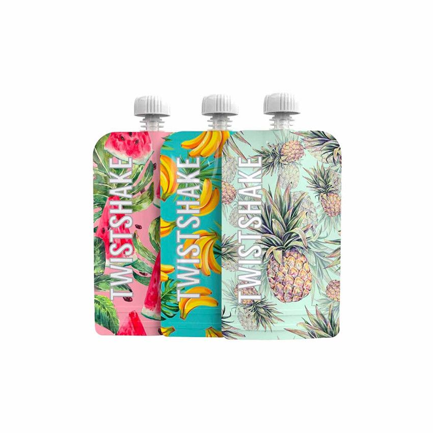 Set de 3 gourdes réutilisables 220 ml - Fruits - Ecru